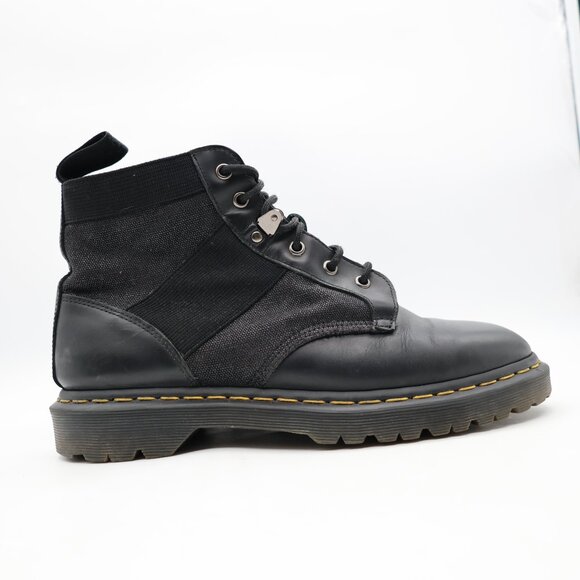Doc Dr. Martens Beam Boots Mens Size 10 Women's 11 Black Leather Canvas Lace Up - Picture 1 of 10